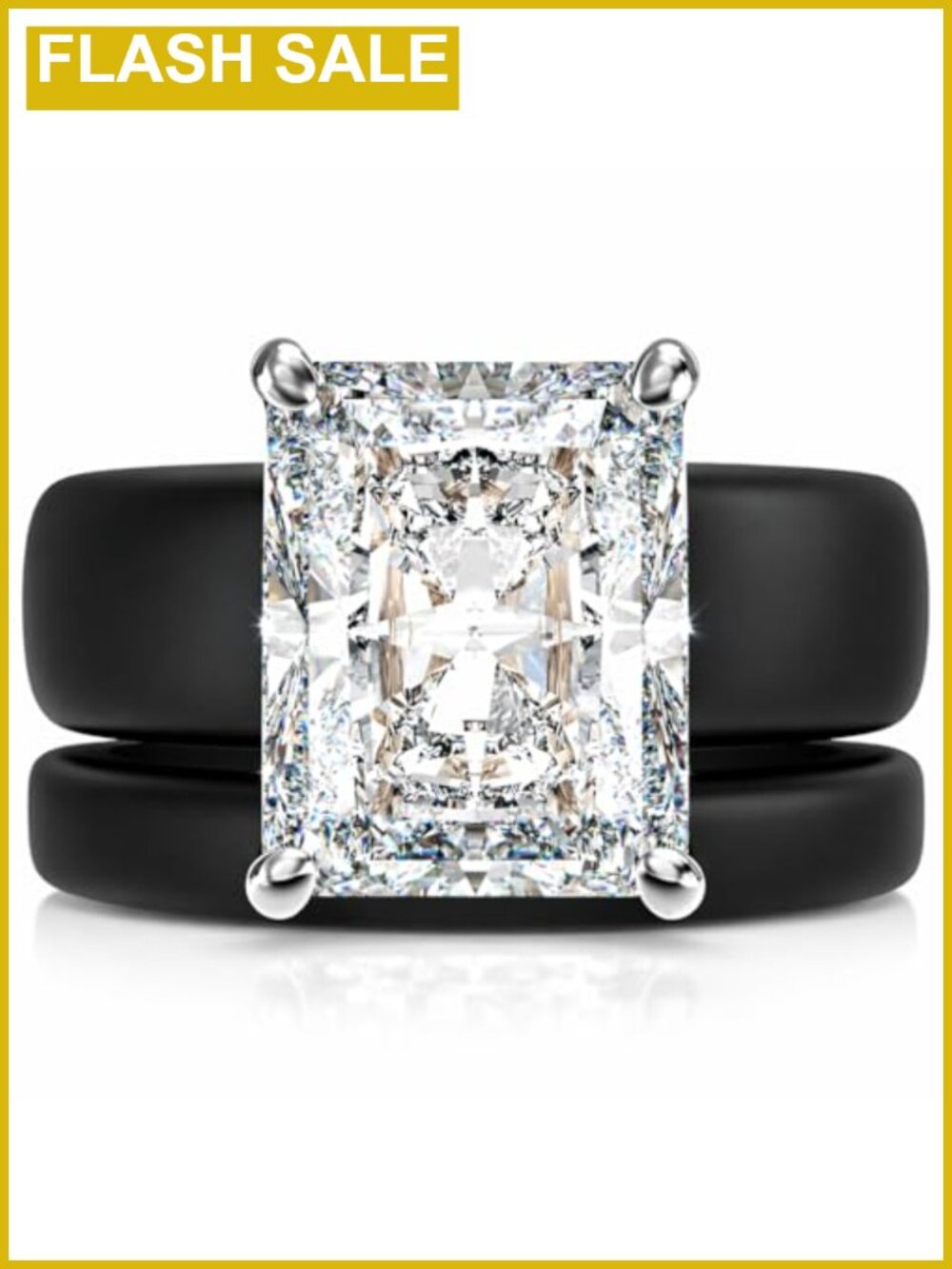 Silicone Ring Set with Emerald Cut CZ, Patented Stackable